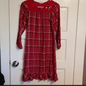 Disney Red Plaid Nightgown with Embroidered Detail